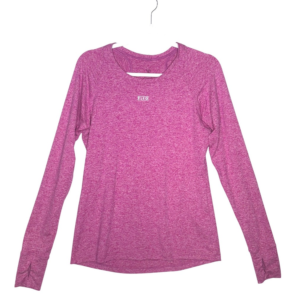 Fleo Womens‎ XL Foundation Full Long Sleeve Heather Fuchsia Thumbholes Gym Shirt